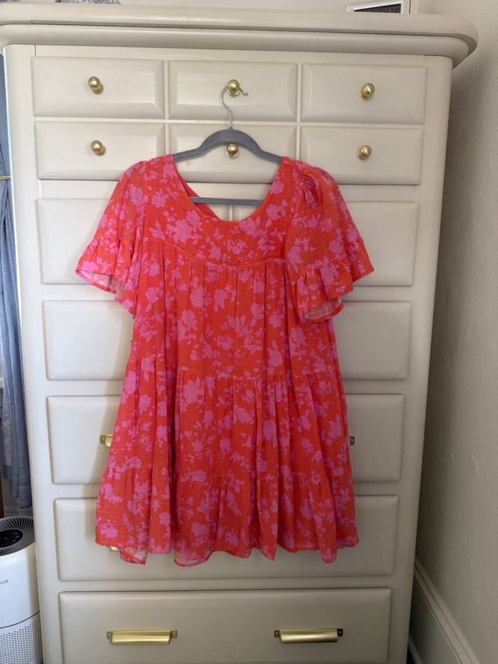Olivaceous Coral Pink Floral Swing Dress